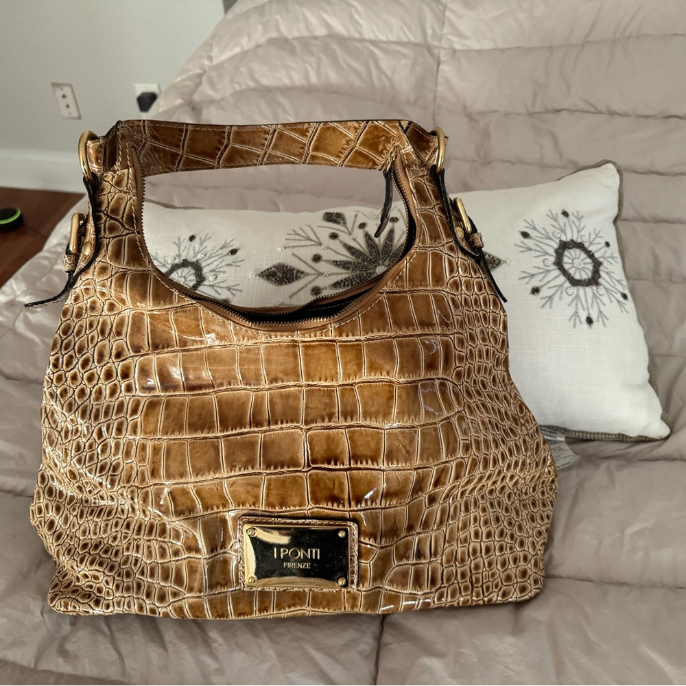 Brown Crocodile Embossed Women's Bag